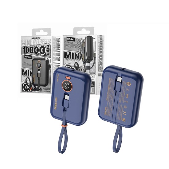 Wekome Power Bank WP-261 with Cable 22.5W 10000mAh Blue